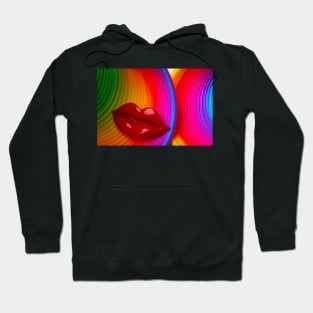 Red lips On Colorful Rings Hoodie